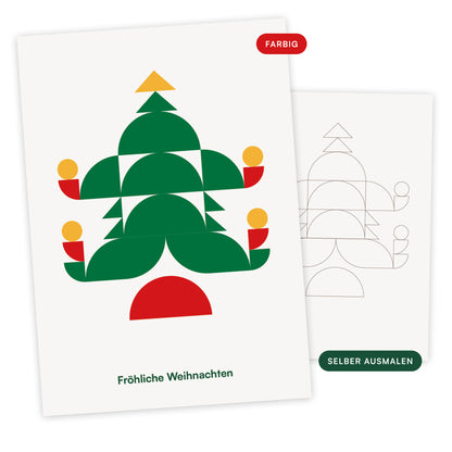 Modern Art Weihnachtsbaum · Last Minute Weihnachtskarte zum Ausdrucken
