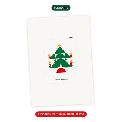 Modern Art Weihnachtsbaum · Last Minute Weihnachtskarte zum Ausdrucken