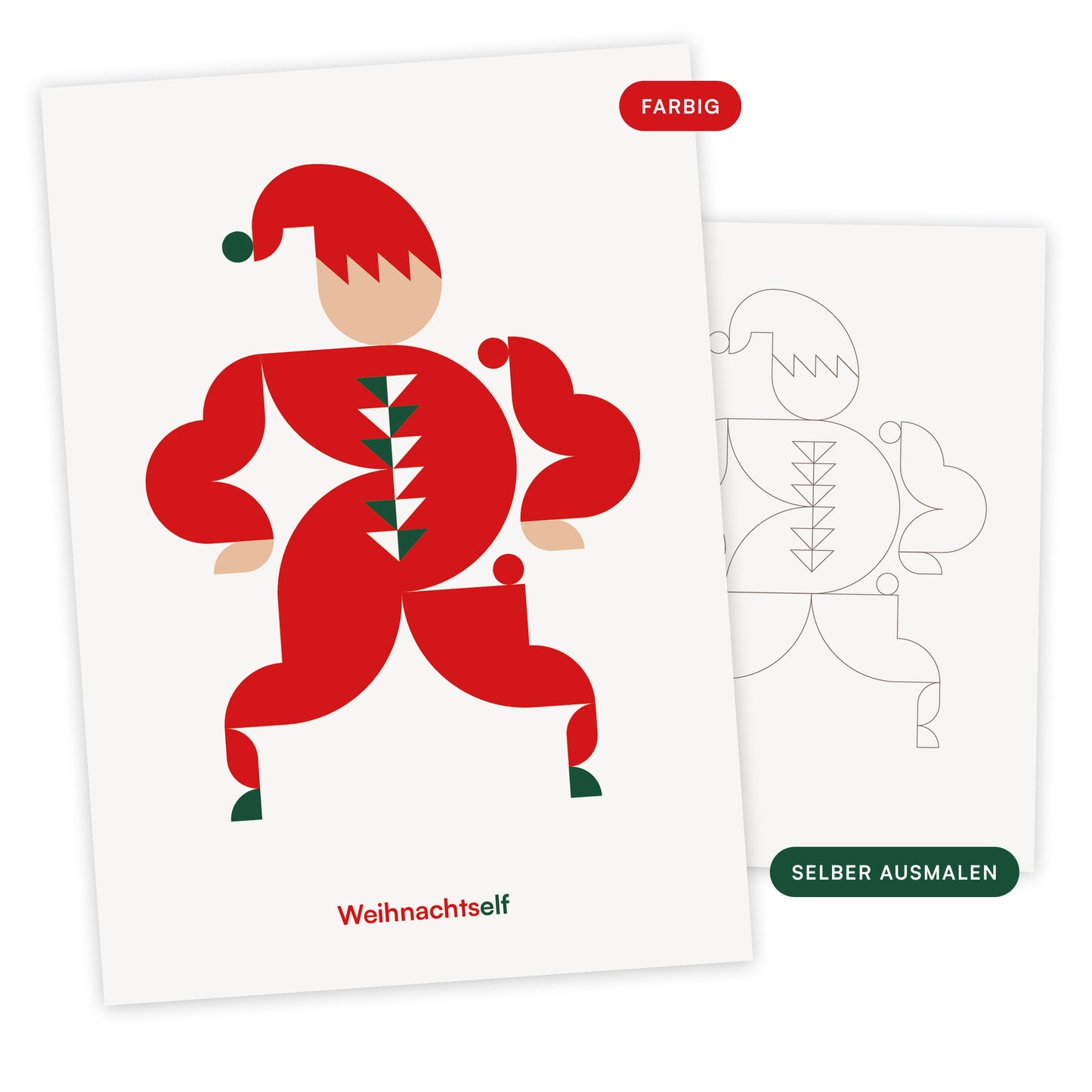 Weihnachtself · Last Minute Weihnachtskarte zum Ausdrucken