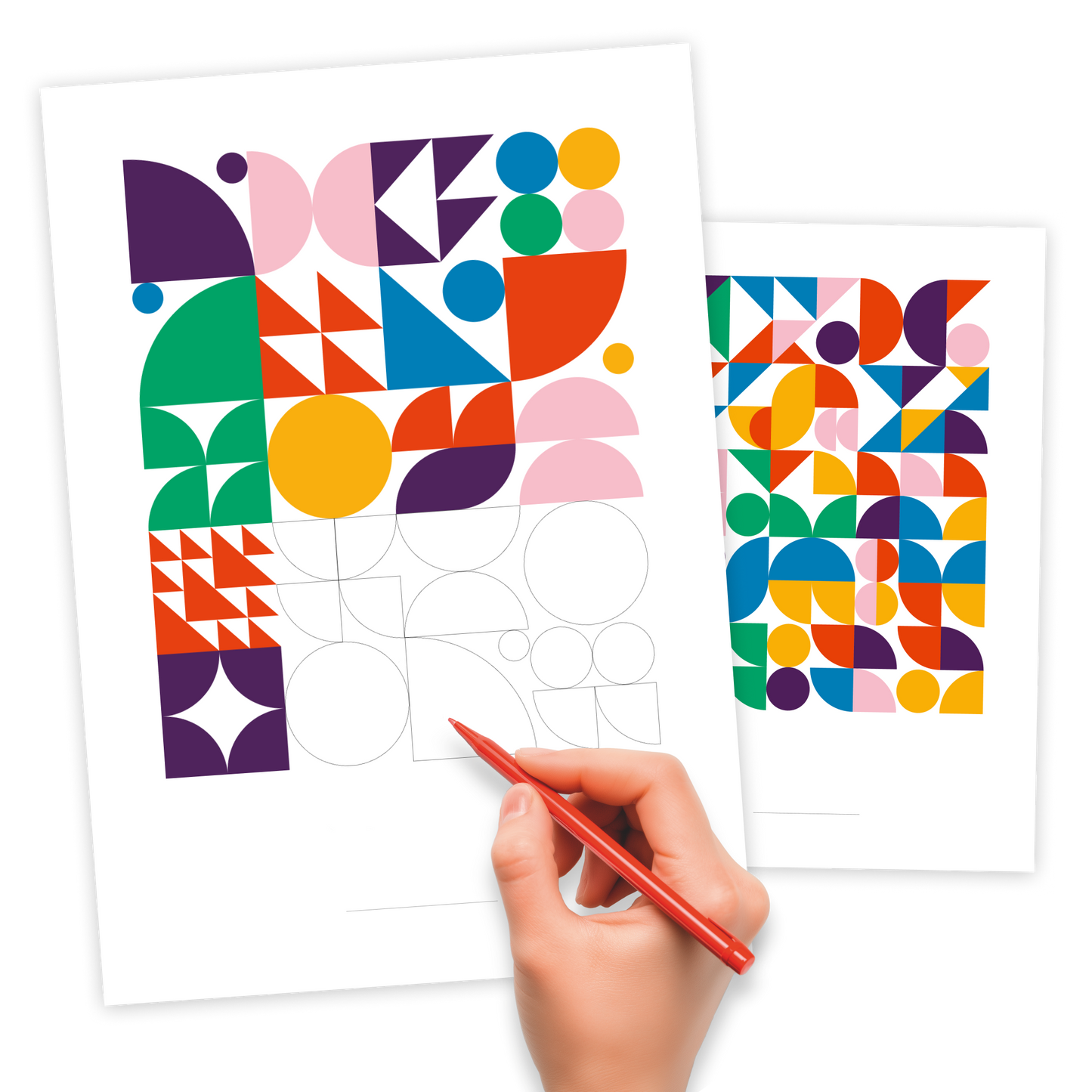 Bauhaus Geometrie Malvorlagen · DIY Bauhaus Poster gestalten · DIN A4 zum Ausdrucken