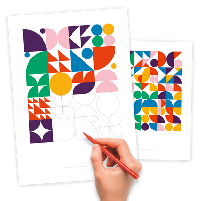 Bauhaus Geometrie Malvorlagen · DIY Bauhaus Poster gestalten · DIN A4 zum Ausdrucken